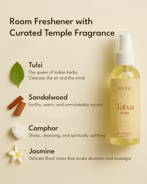 Tatva Room Freshener | 100ml/3.3 Oz | Curated Temple Fragrance