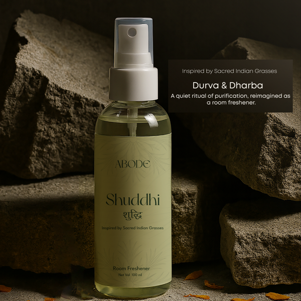 Shuddhi Room Freshener | 100ml/3.3 Oz | Inspired from Indian Sacred Grasses | Cleanse, Protect & Invite Positive Energy