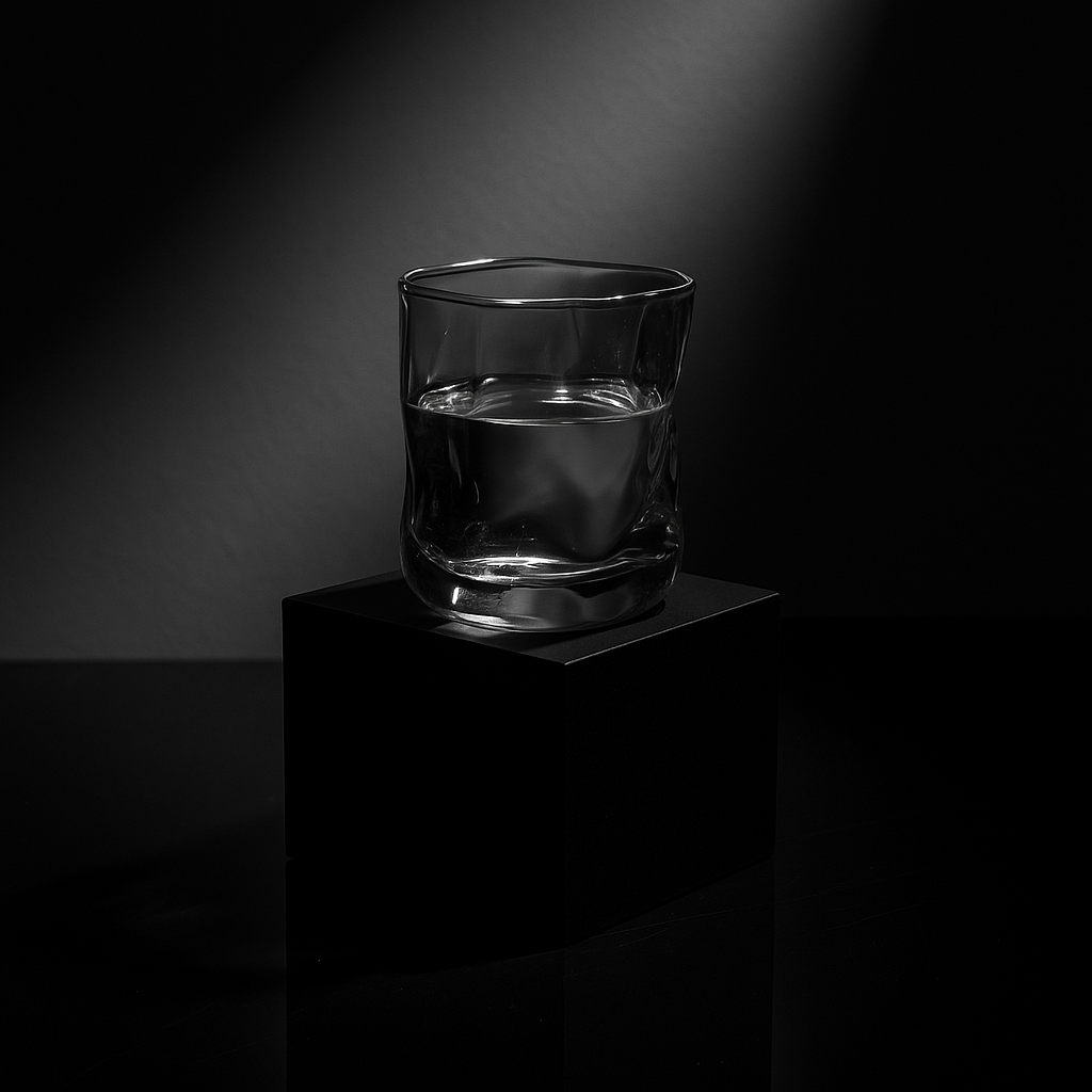 Cuurved Handcrafted Grey Glass Tumblers – Set of 6