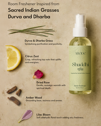 Shuddhi Room Freshener | 100ml/3.3 Oz | Inspired from Indian Sacred Grasses | Cleanse, Protect & Invite Positive Energy