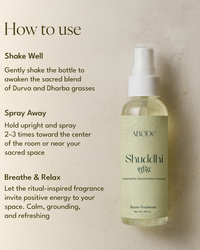 Shuddhi Room Freshener | 100ml/3.3 Oz | Inspired from Indian Sacred Grasses | Cleanse, Protect & Invite Positive Energy