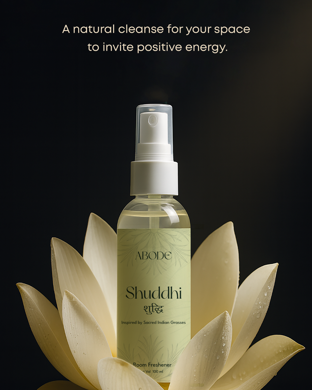 Shuddhi Room Freshener | 100ml/3.3 Oz | Inspired from Indian Sacred Grasses | Cleanse, Protect & Invite Positive Energy