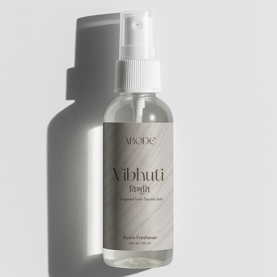 ABODE Vibhuti Room Freshener – Sacred Ash Inspired Aroma | Non-Toxic, Gas-Free Room Spray | Temple-Inspired Purity with Herbal, Woody Notes
