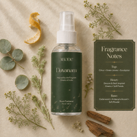 ABODE Davanam Room Freshener Spray | Inspired by Davana, Tulsi & Temple Garlands | Green Herbal Fragrance for Pooja Room, Living Room & Bedroom | Gas-Free Spray | 100 ml