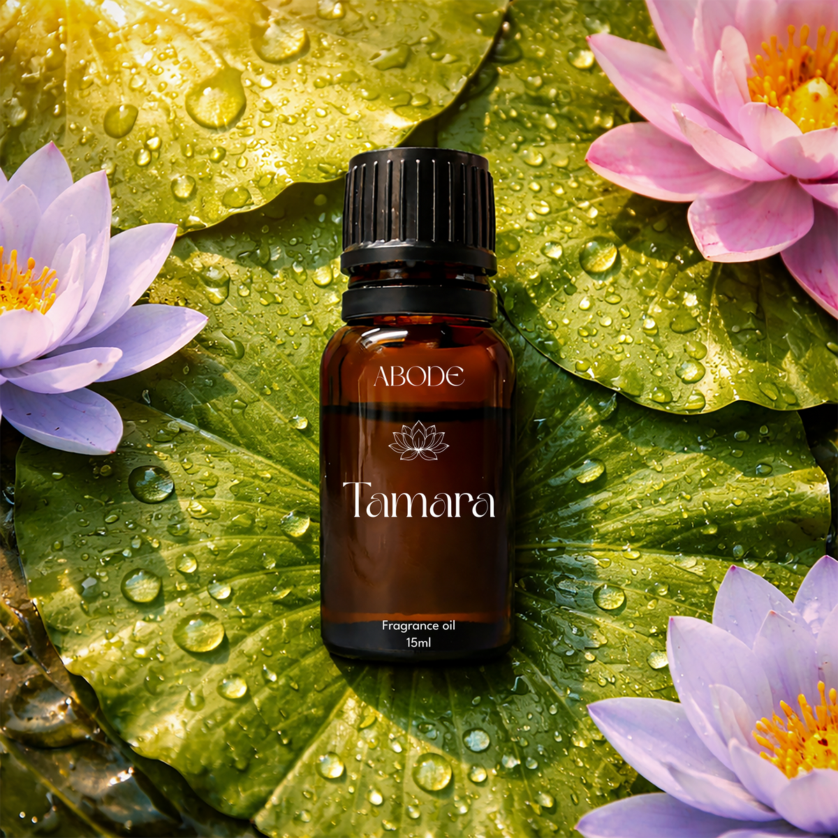 ABODE Tamara Fragrance Oil | 15ml |  Pink Lotus, Blue Lotus, Mogra & Camphor Blend | Calm & Meditative Home Aroma | For Diffusers
