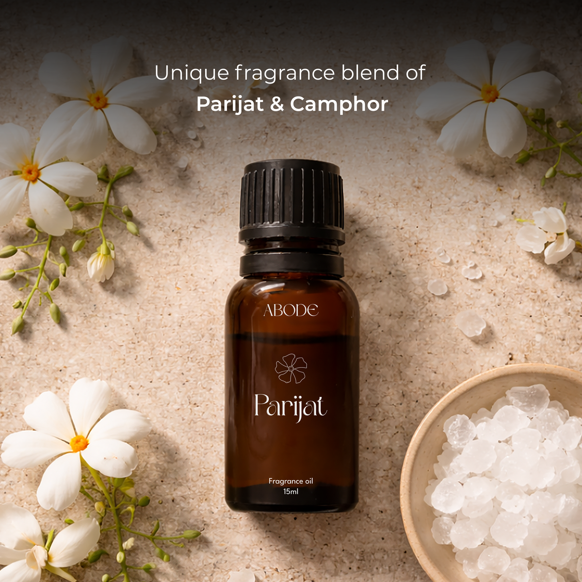 ABODE Parijat Fragrance Oil | 15ml | Camphor & Night-Blooming Jasmine Blend | For Diffusers